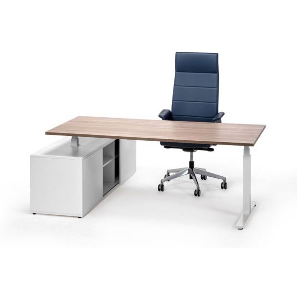 Flex zit/sta bureau met aanbouwkast (wit)